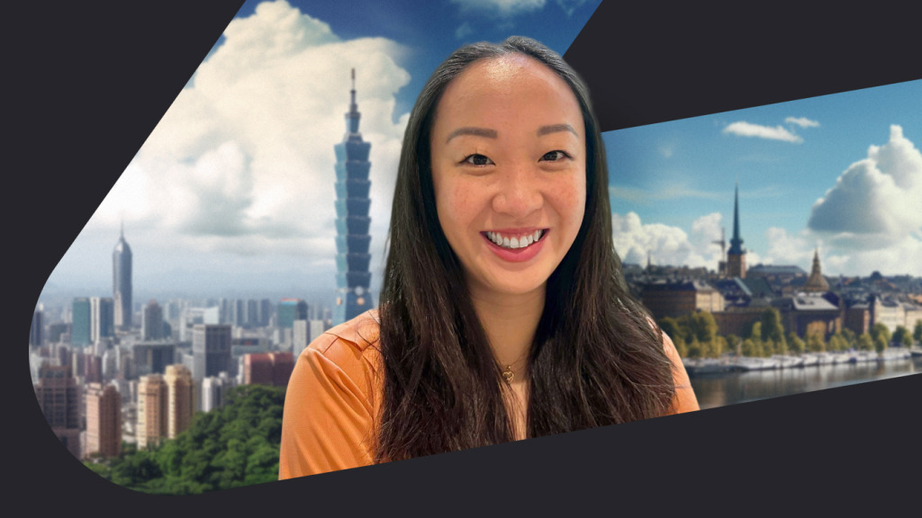 This image shows the interviewee with the brand logo and cities that show works from.
Balancing work and life in tech: Victoria's Journey.