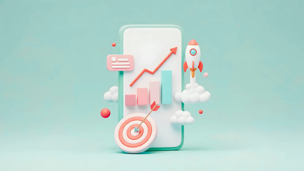 Illustration av mobilapputveckling och digital tillväxt